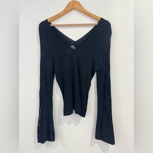 (nude) Long Sleeve Black Distressed Top 46 Large Grunge Opiumcore